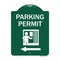 Signmission Parking Permit With Left Arrow, Green & White Aluminum Architectural Sign, 18" x 24", GW-1824-23402 A-DES-GW-1824-23402 - alternate 1